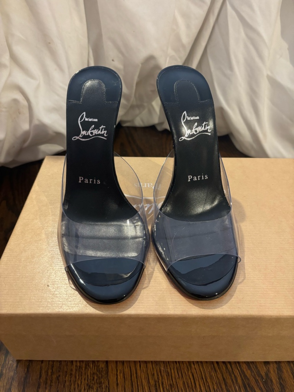 Christian Louboutin Black Clear PVC Mule with Red Sole - Picture 4 of 4
